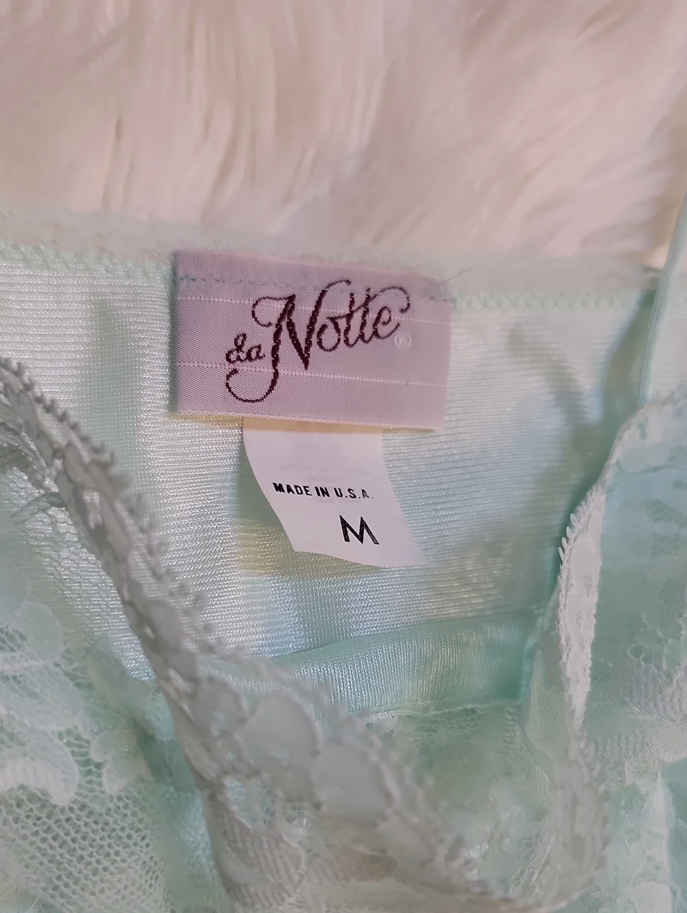 VTG |Lace-Trim Satin Chemise & Brief Set - Mint - Picture 3 of 10